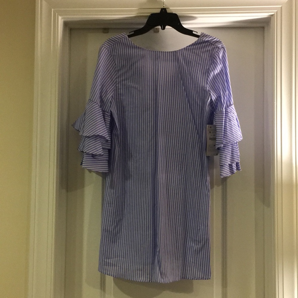 Zara shirt dress with ruffle bell sleeves